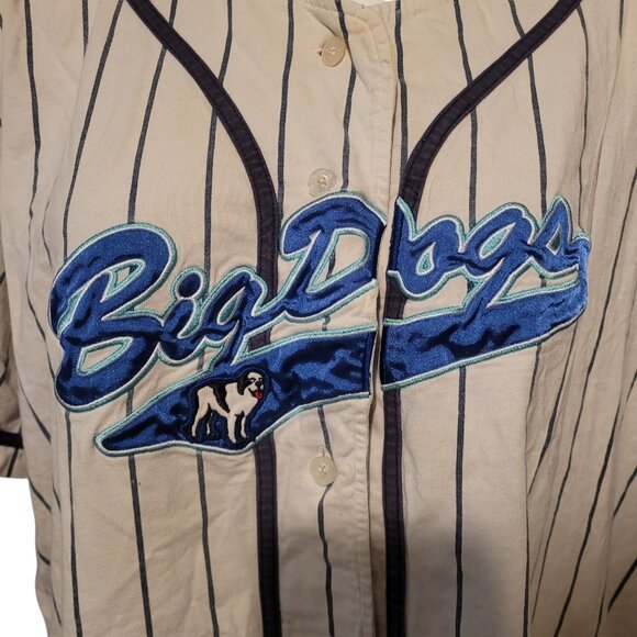Vintage Big Dogs Jersey Button Up Striped Shirt 90s Womens Blue White 3X 22 24 - Picture 4 of 7